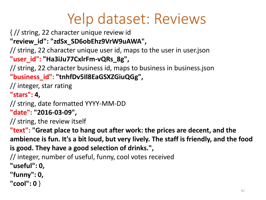 yelp dataset reviews string 22 character unique