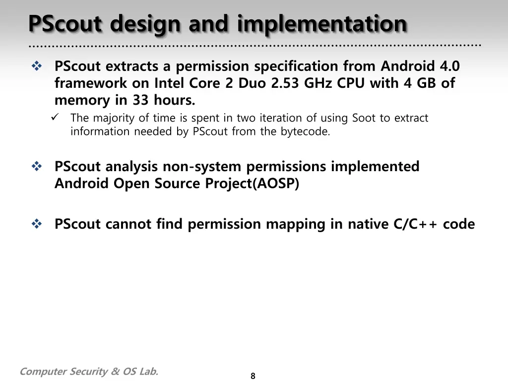 pscout design and implementation 2
