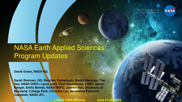 nasa earth applied sciences program updates