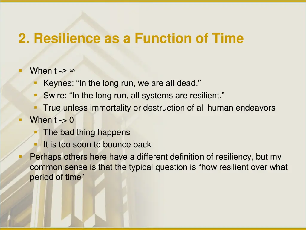 2 resilience as a function of time