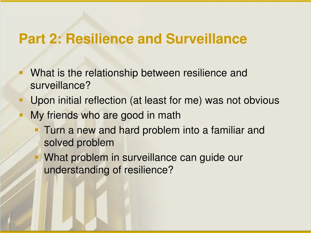 part 2 resilience and surveillance