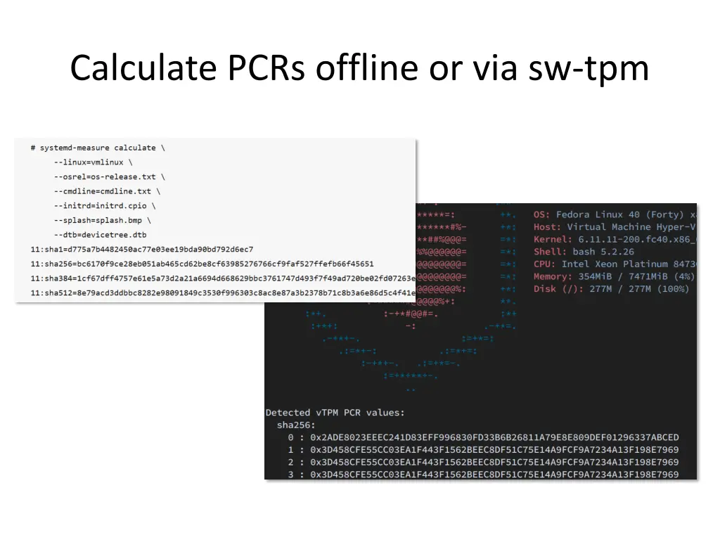 calculate pcrs offline or via sw tpm