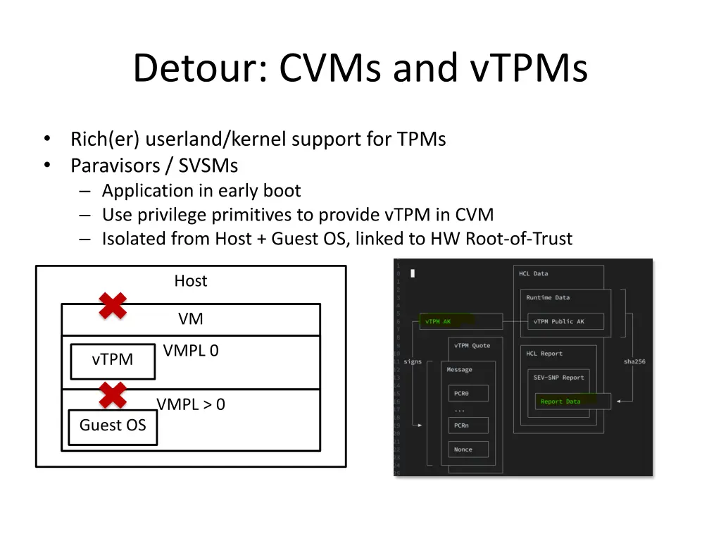 detour cvms and vtpms