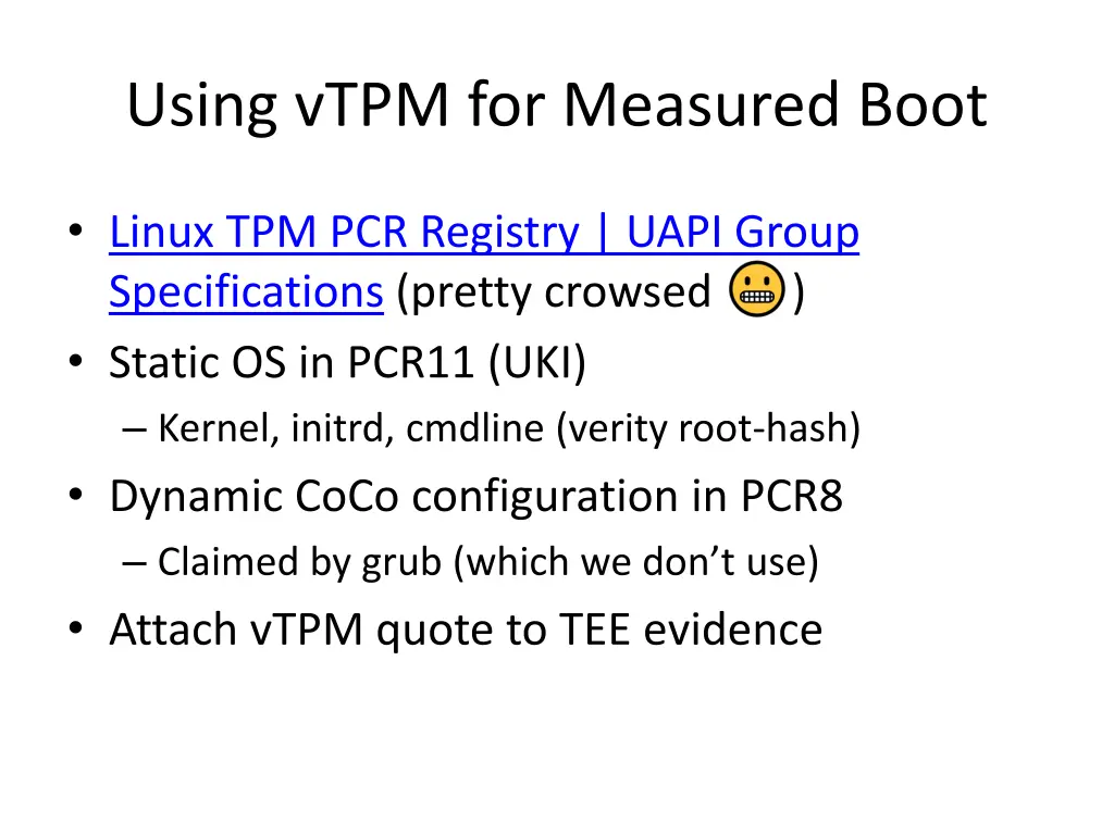 using vtpm for measured boot