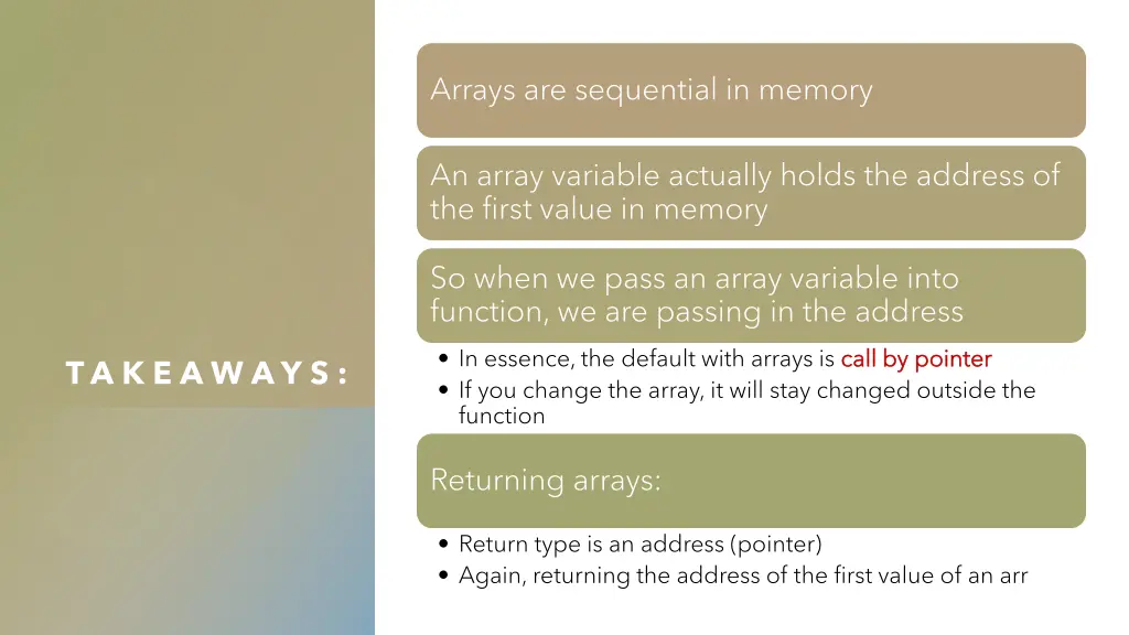 arrays are sequential in memory