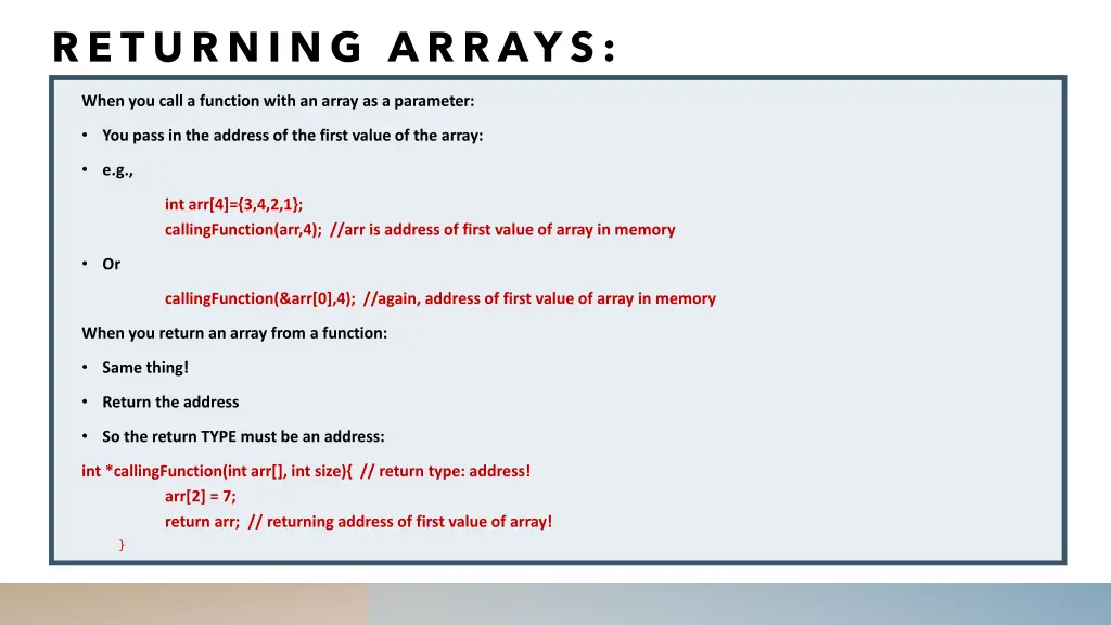 returning arrays
