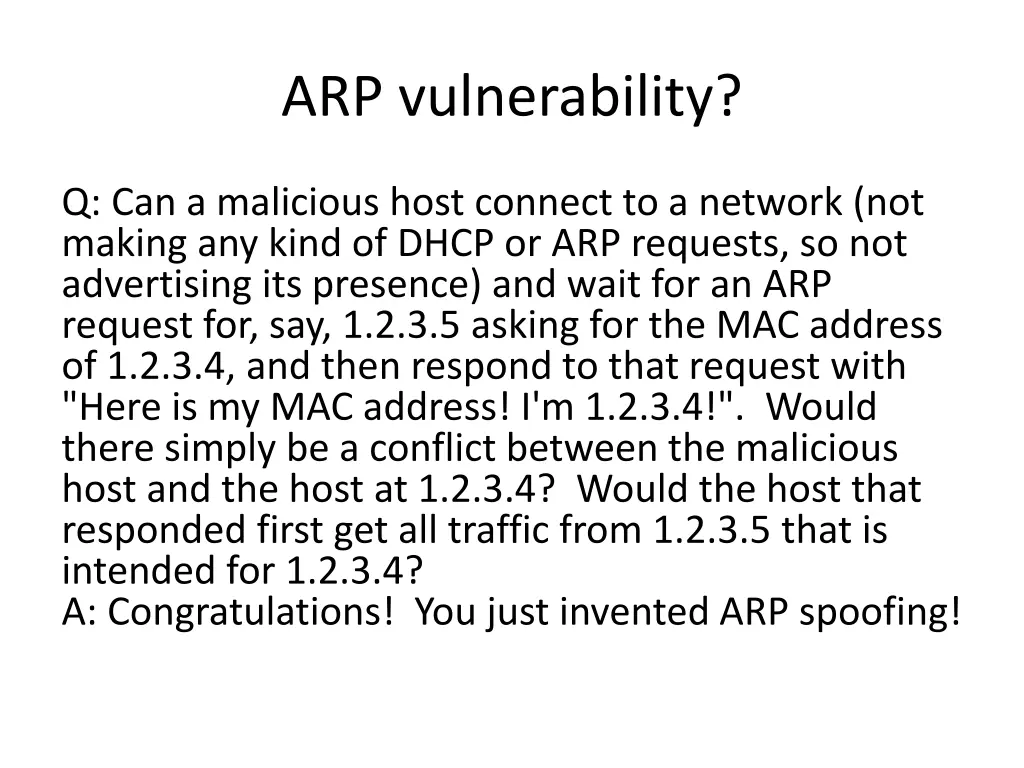 arp vulnerability