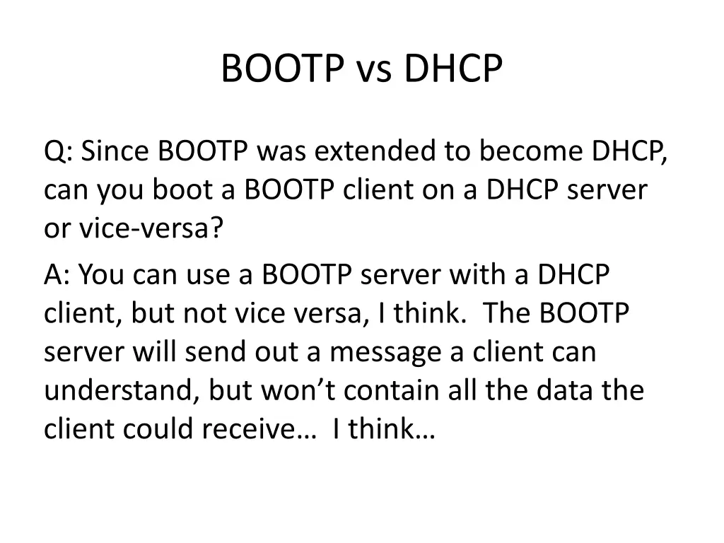 bootp vs dhcp