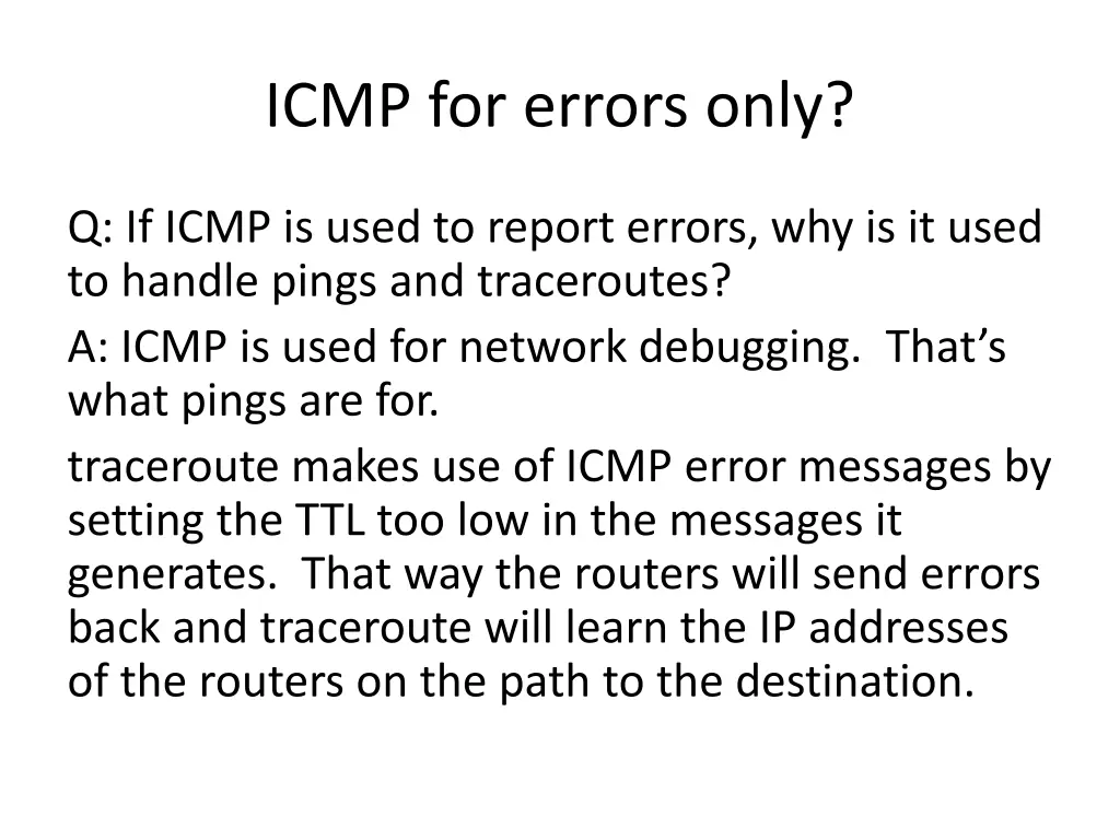 icmp for errors only