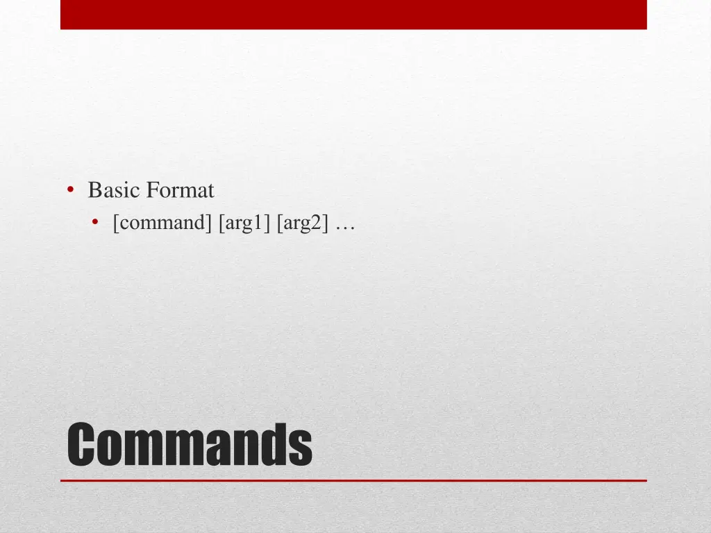 basic format command arg1 arg2