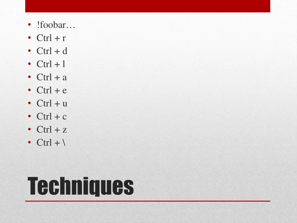 foobar ctrl r ctrl d ctrl l ctrl a ctrl e ctrl