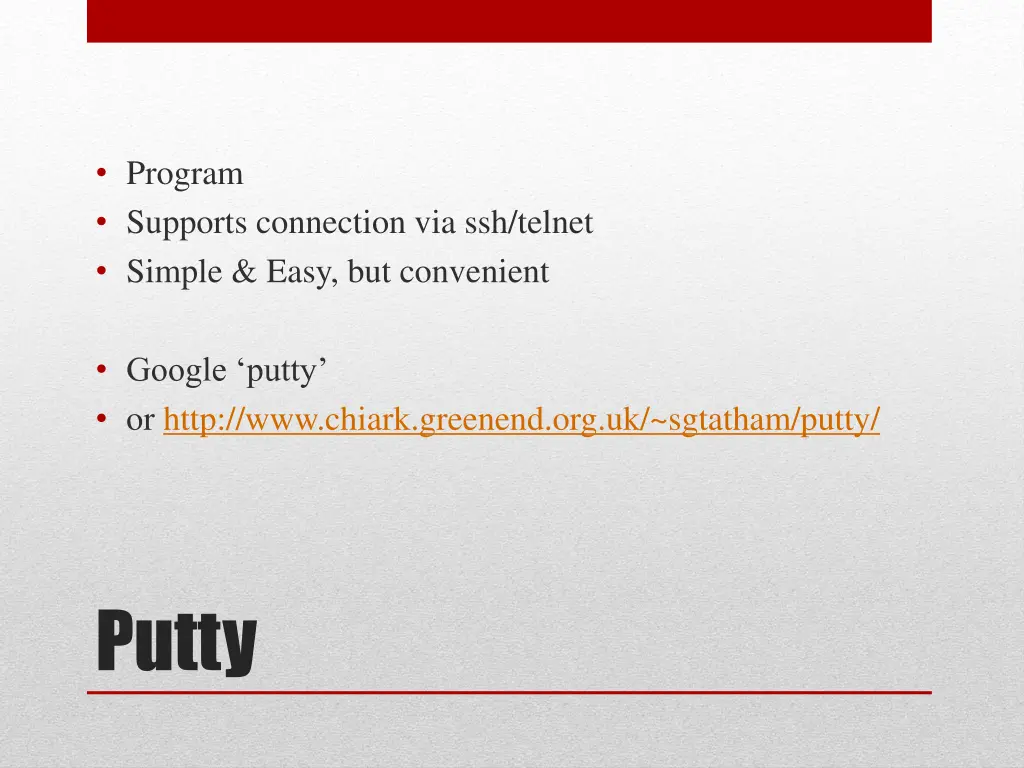 program supports connection via ssh telnet simple