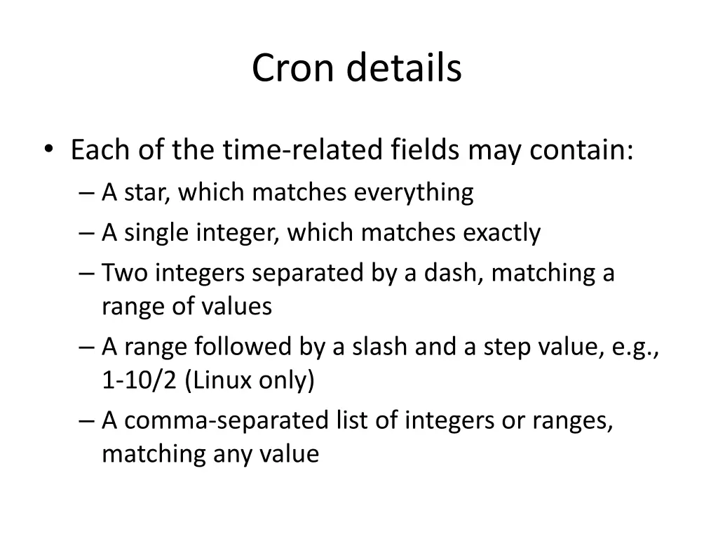cron details