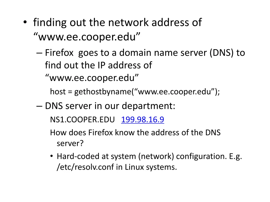 finding out the network address of www ee cooper