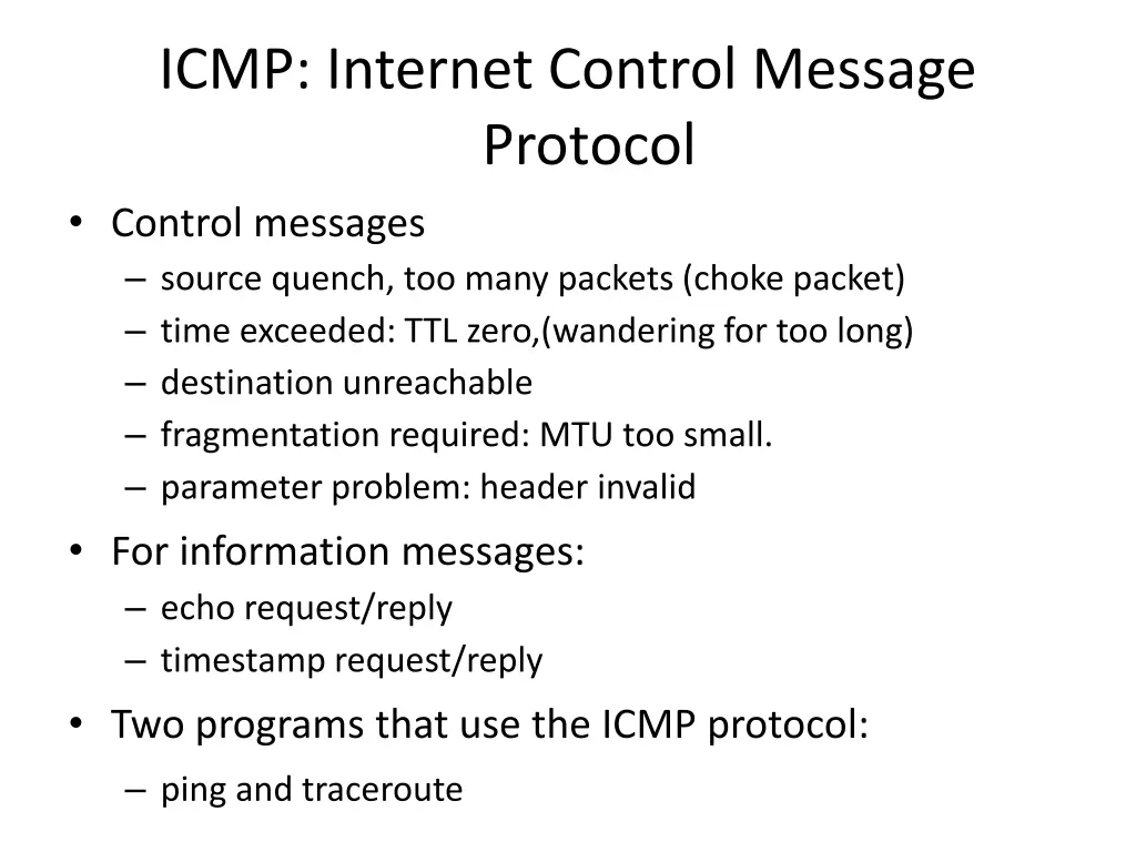 icmp internet control message protocol control