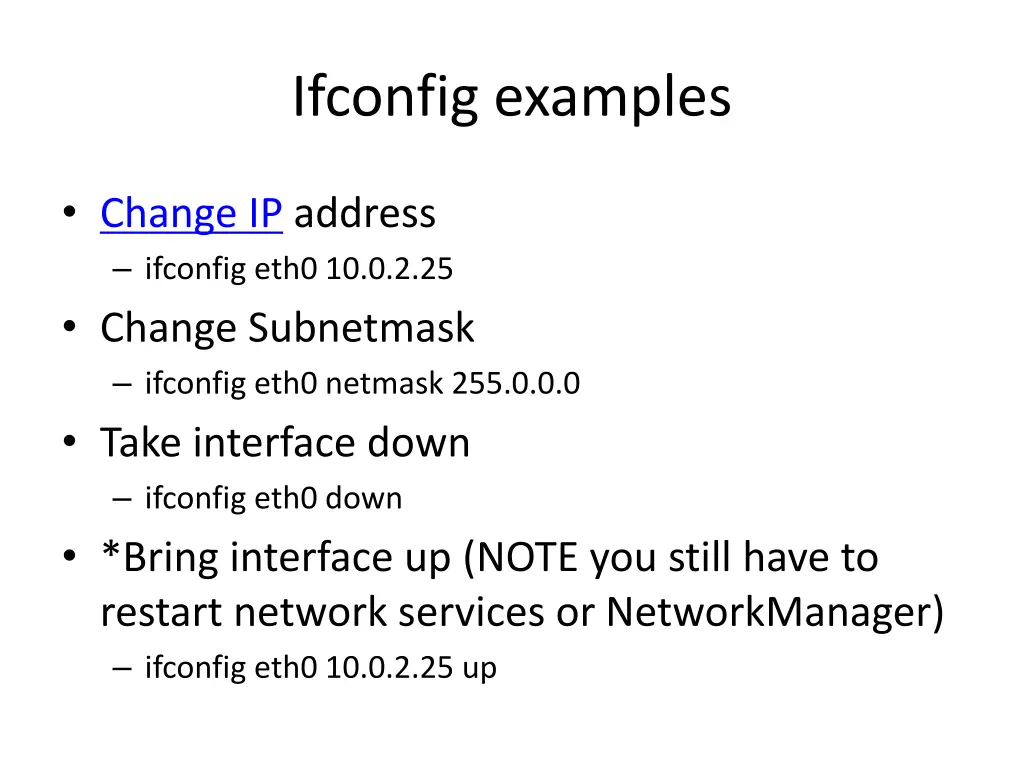 ifconfig examples