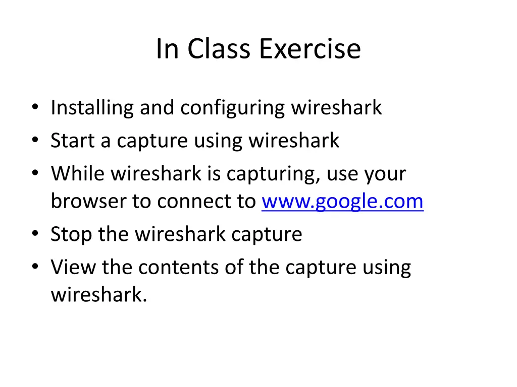 in class exercise