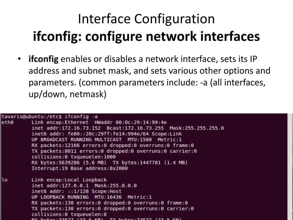 interface configuration ifconfig configure