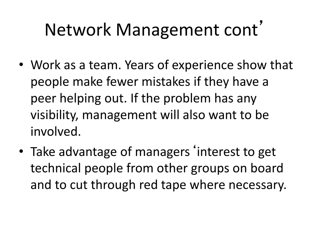 network management cont