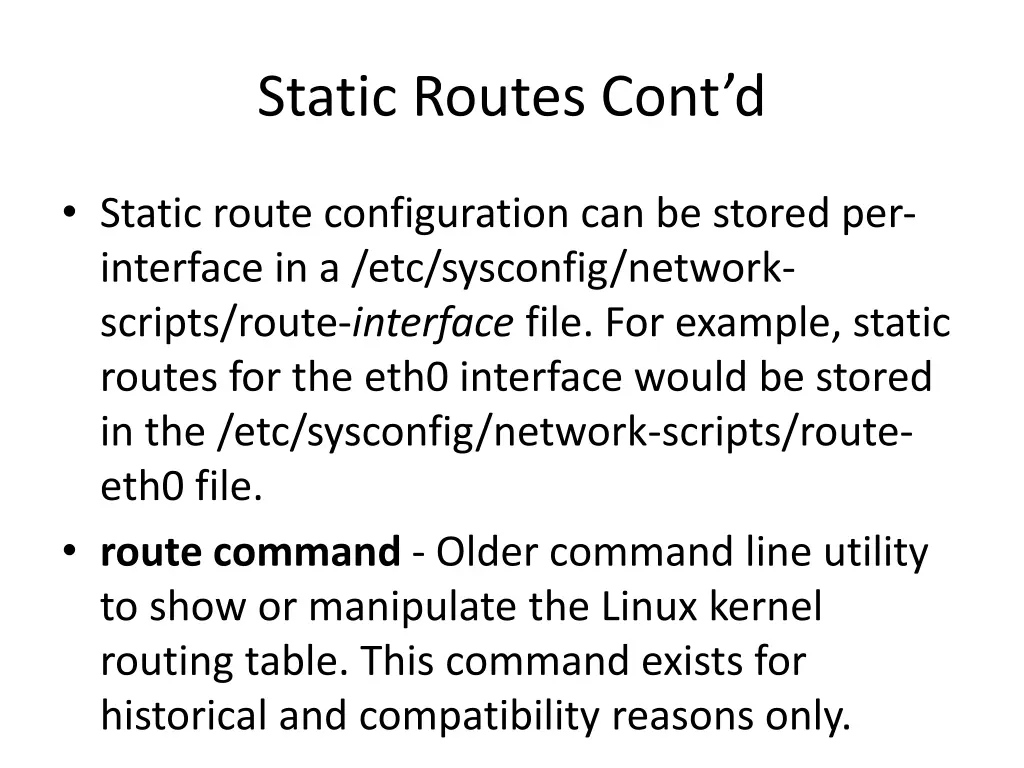 static routes cont d