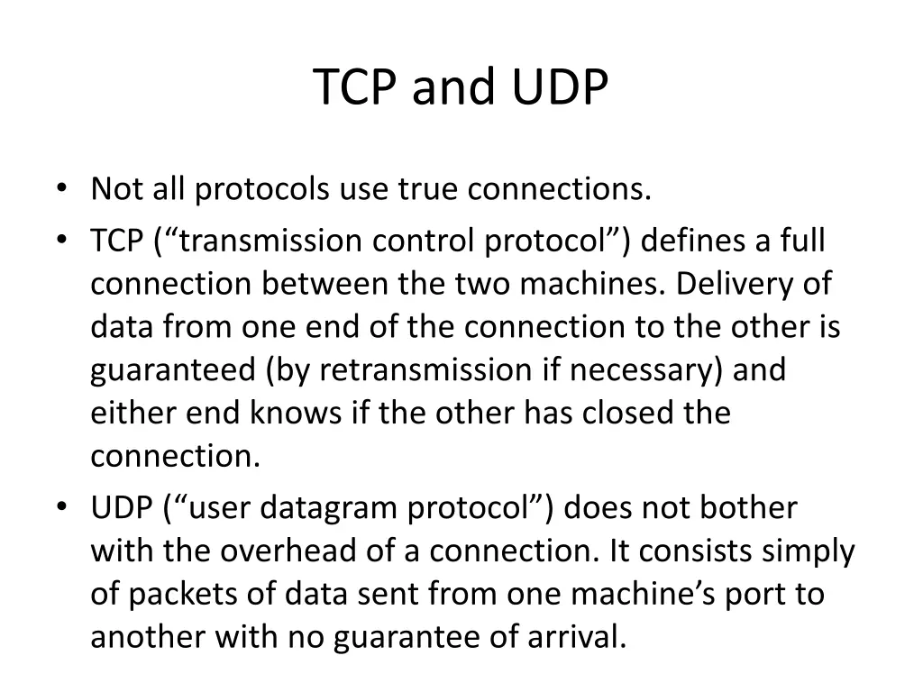 tcp and udp
