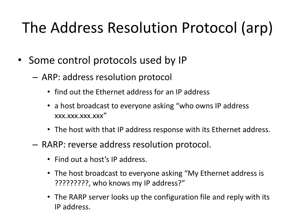 the address resolution protocol arp