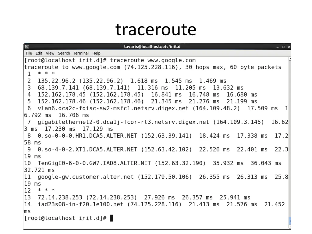 traceroute 1