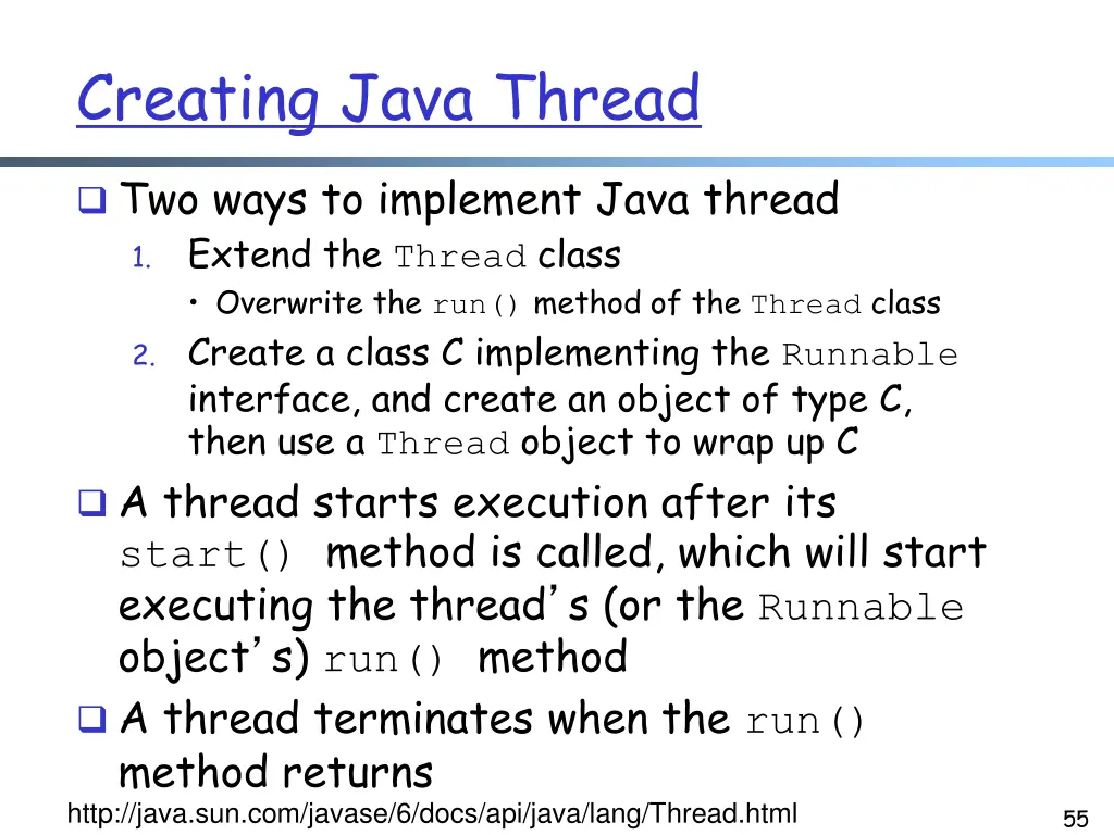 creating java thread