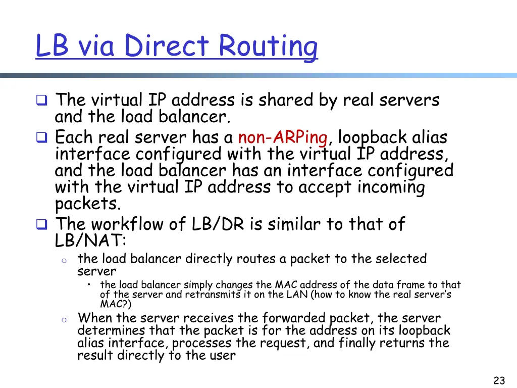 lb via direct routing