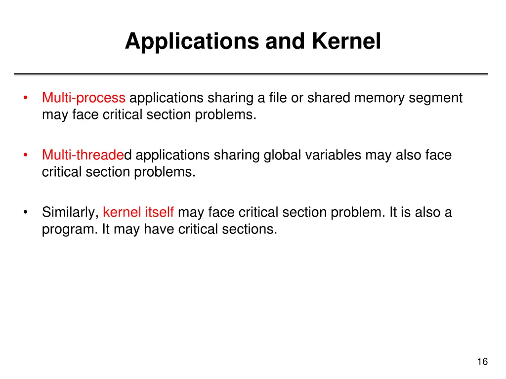 applications and kernel