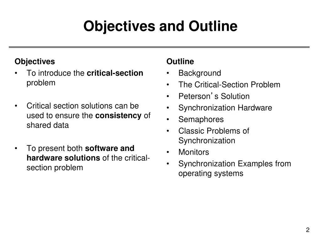 objectives and outline