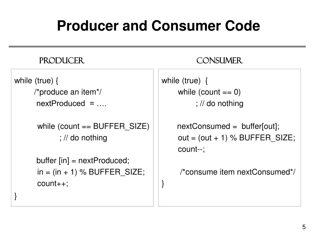 producer and consumer code