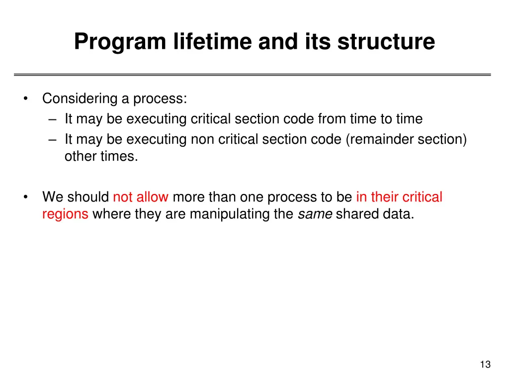 program lifetime and its structure