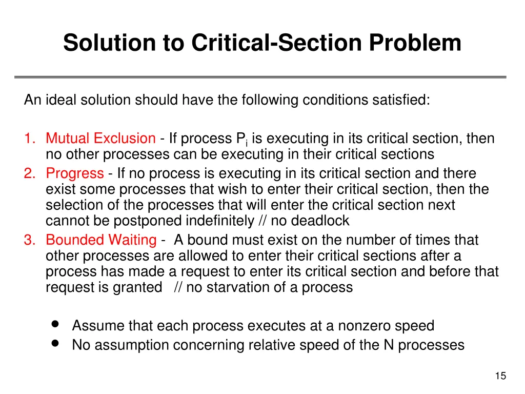 solution to critical section problem