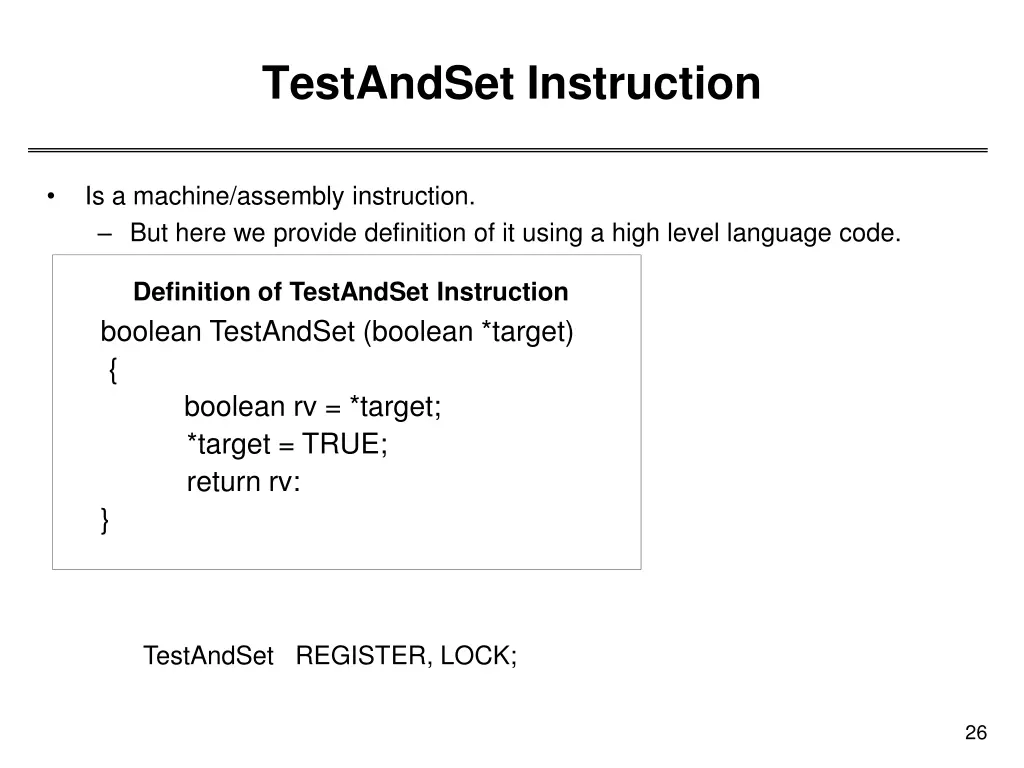 testandset instruction