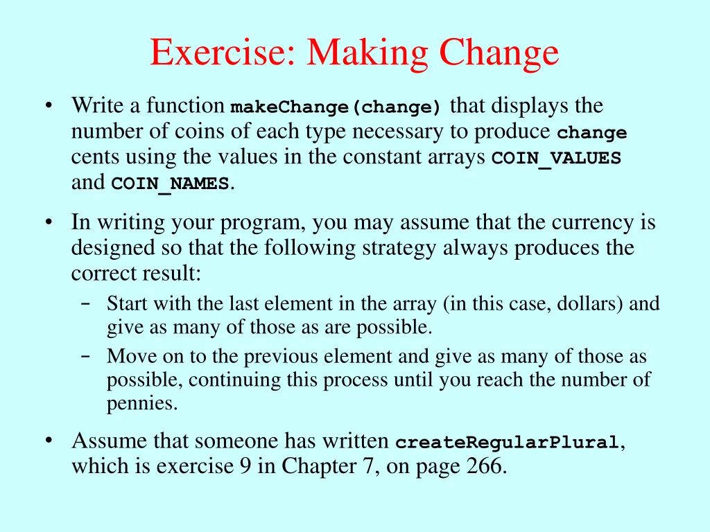 exercise making change