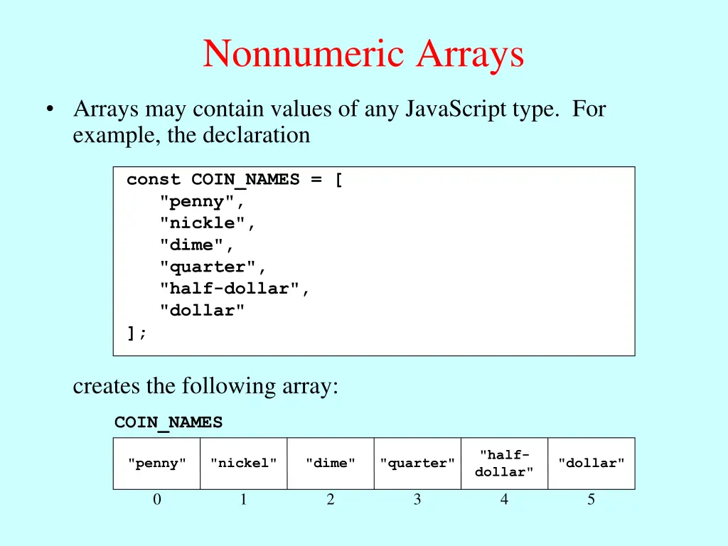 nonnumeric arrays