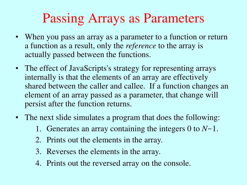 passing arrays as parameters