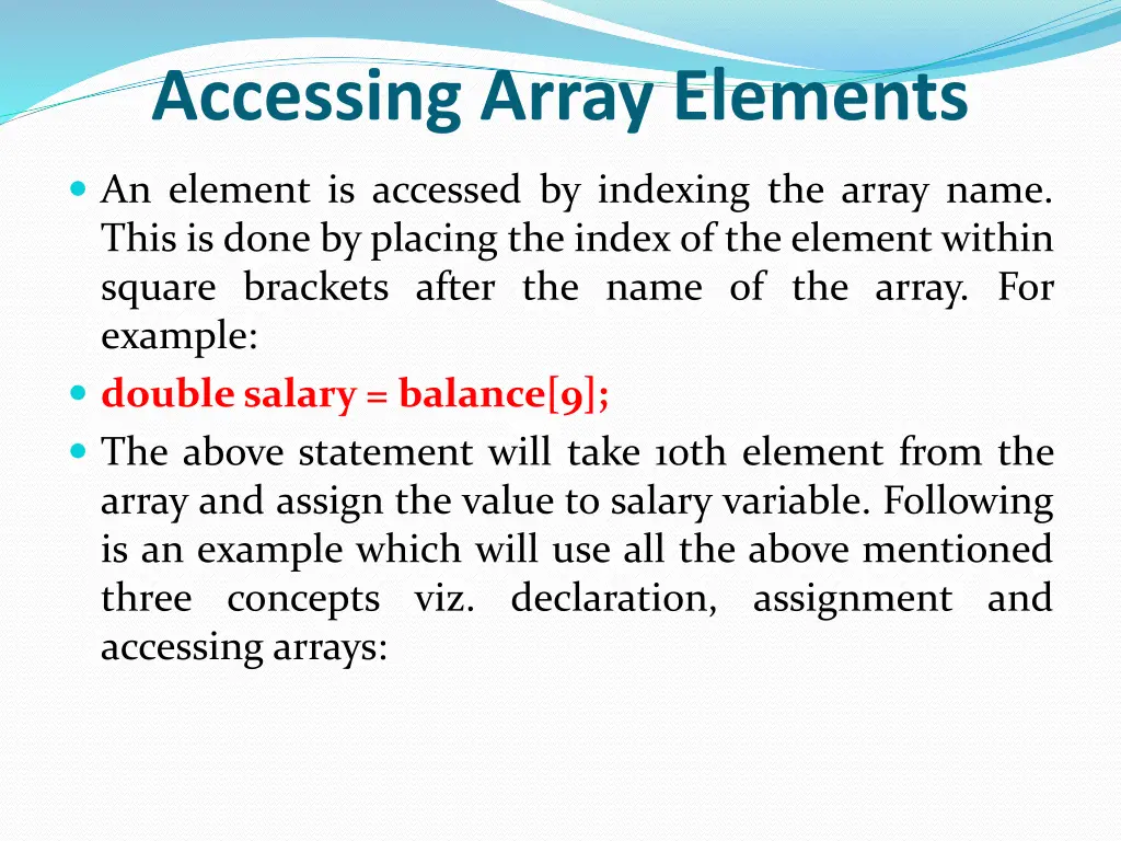 accessing array elements