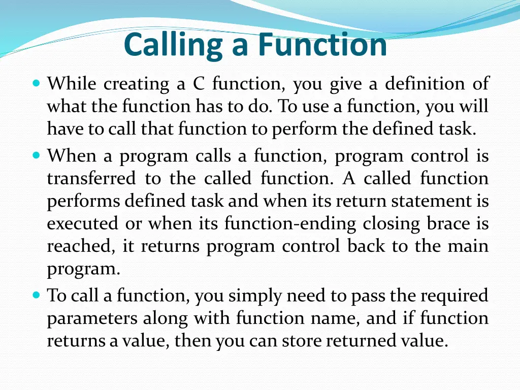 calling a function
