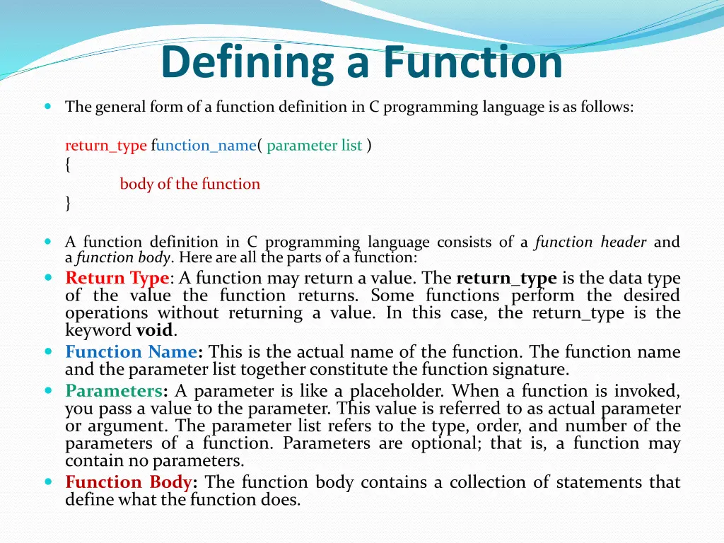 defining a function