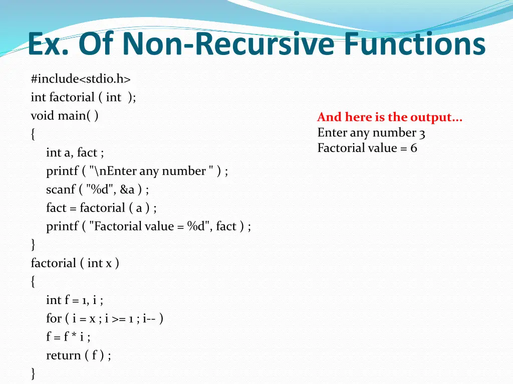 ex of non recursive functions