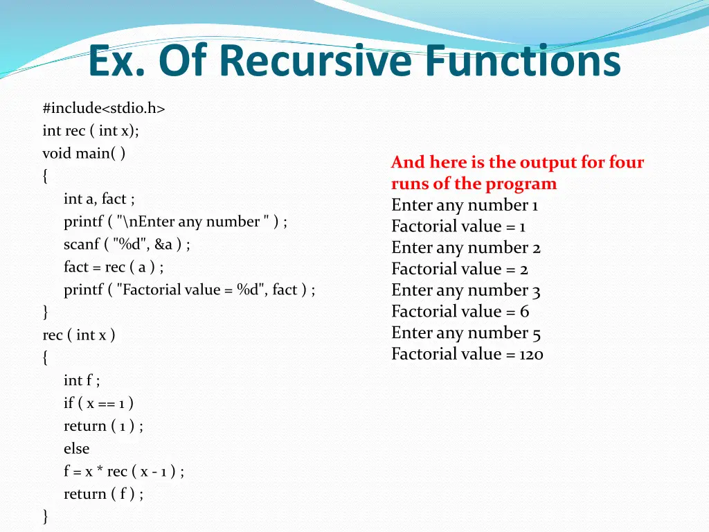 ex of recursive functions