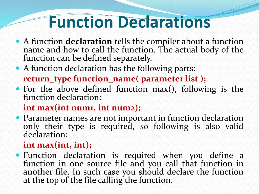 function declarations