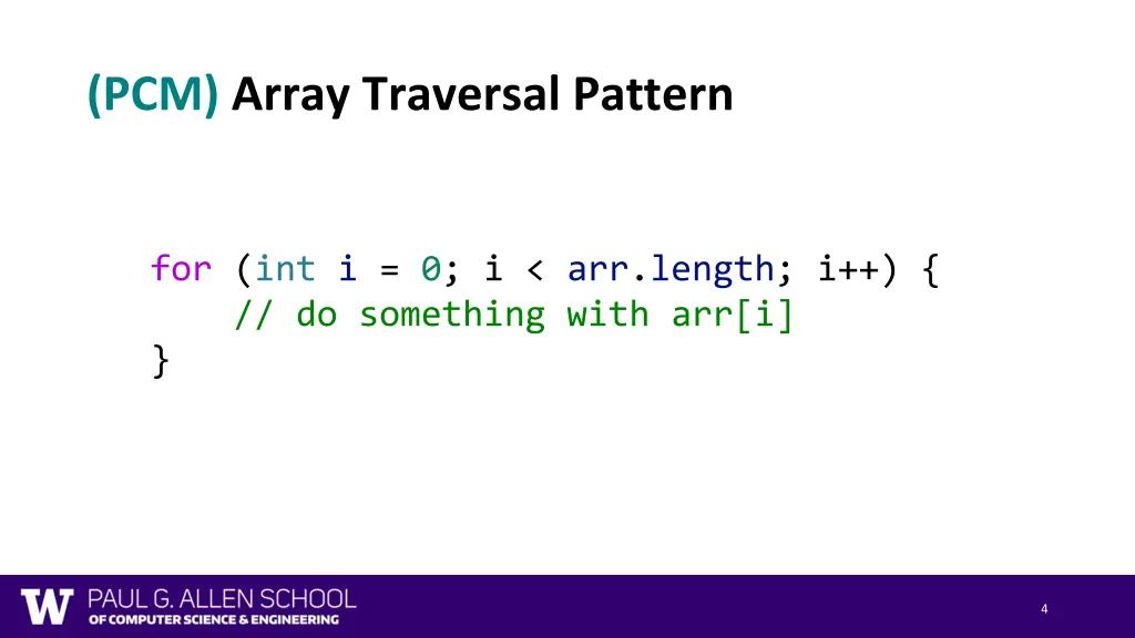 pcm array traversal pattern