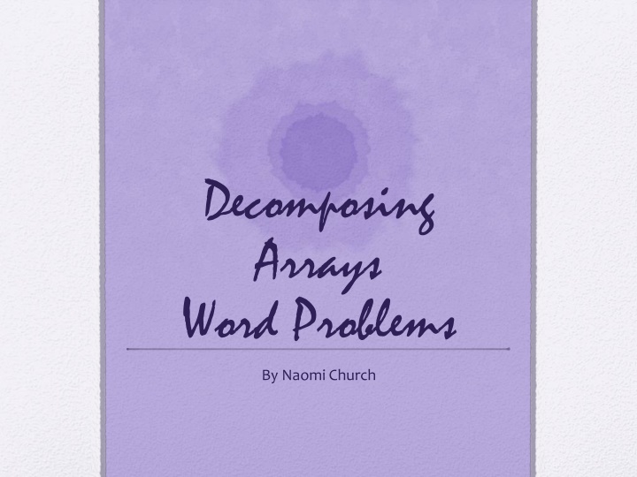 decomposing arrays word problems