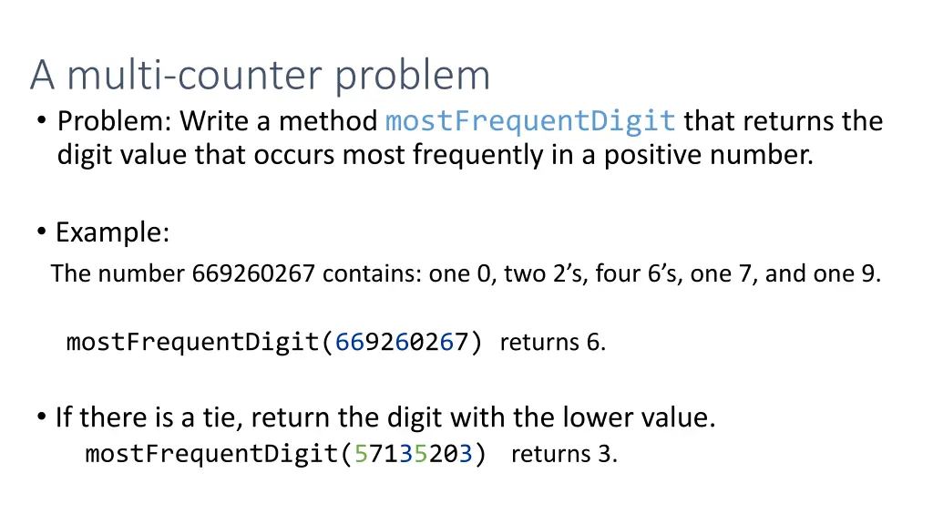 a multi counter problem problem write a method