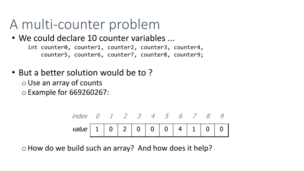 a multi counter problem we could declare