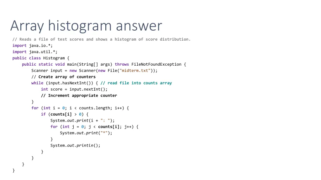 array histogram answer