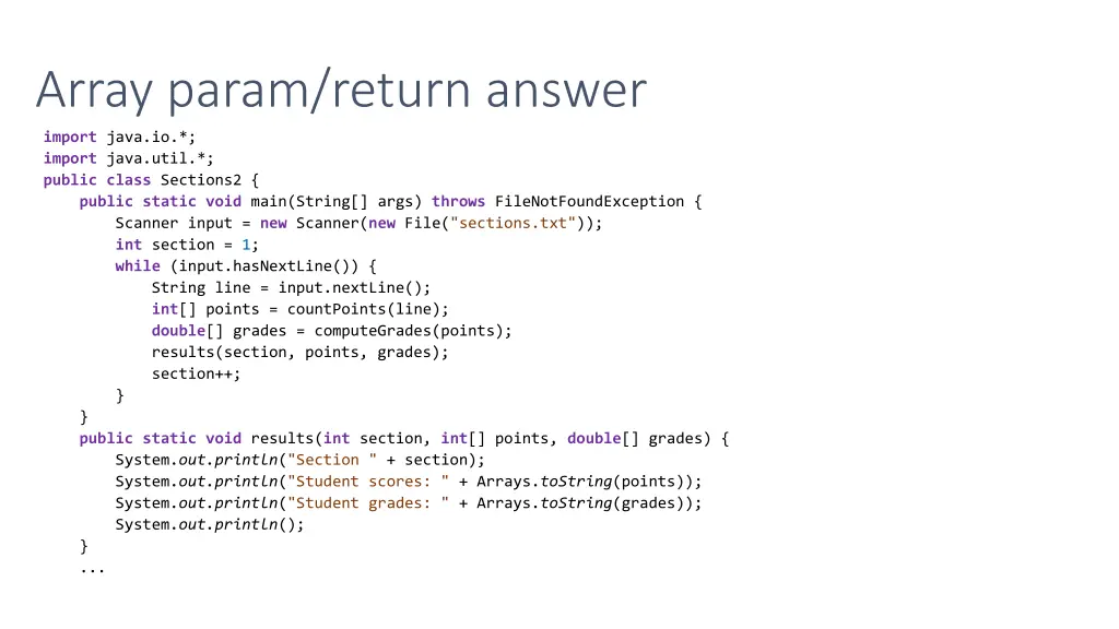 array param return answer